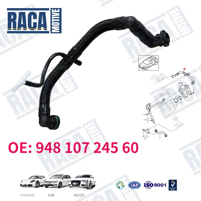 

For Porsche Cayenne 92A 4.8t 2010-2017 Engine Crankcase Ventilation Exhaust Pipe 94810724560 948 107 245 60