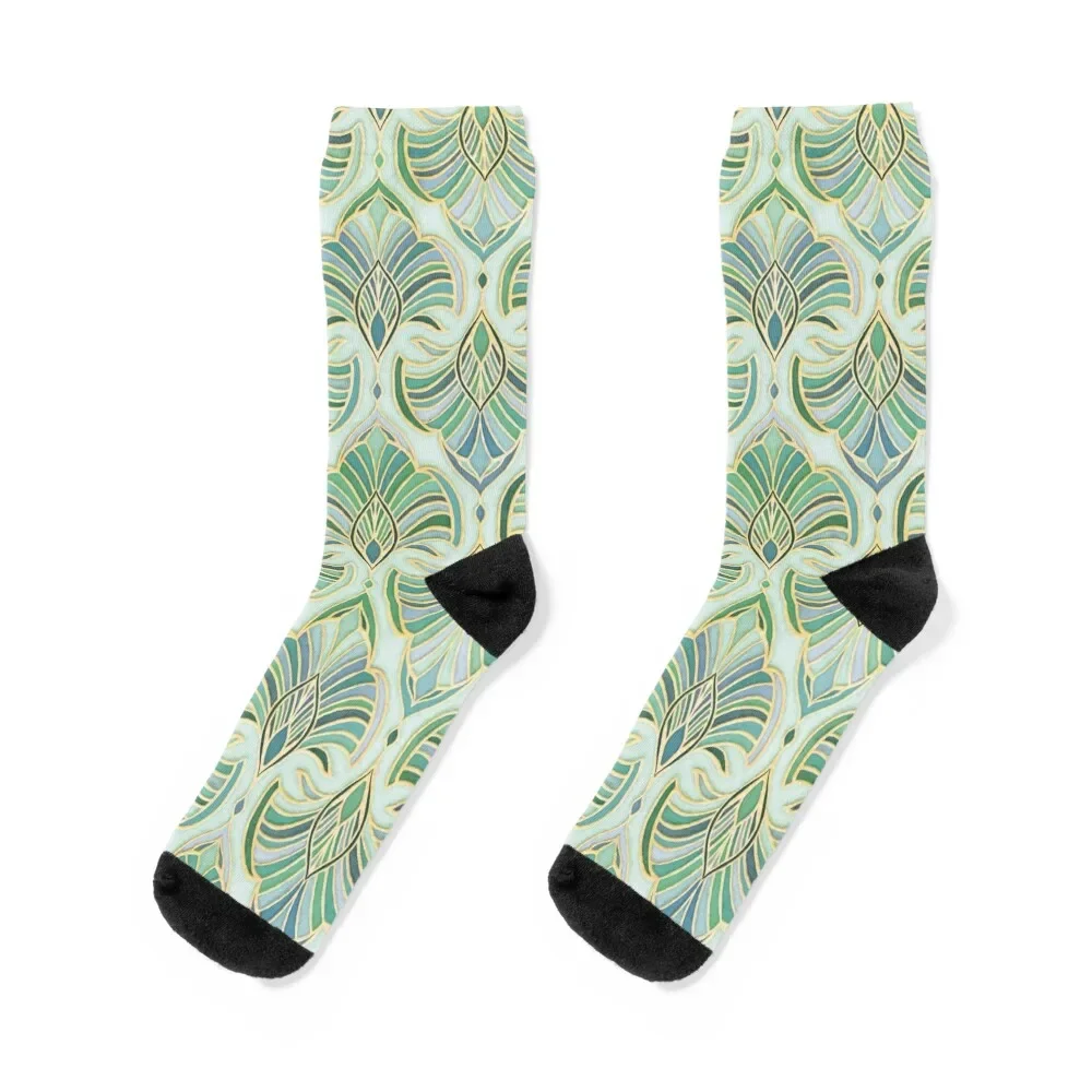 Jade Enamel Art Deco Fans Socks compression winter thermal gift Socks Ladies Men's