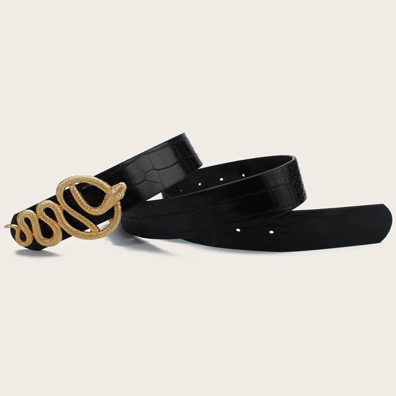 High Quality Leather Belts For Women Luxury Brand Designer Snake Buckle Waist Strap Female Ladies Waistband For Jeans Girdle