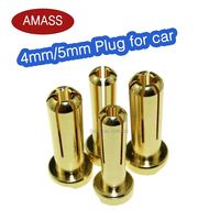 10PCS AMASS 4mm 5mm Banana Plug Male Authentic Alotted aft Beveled Stable Current 40A Gold Plating 5u For RC Car