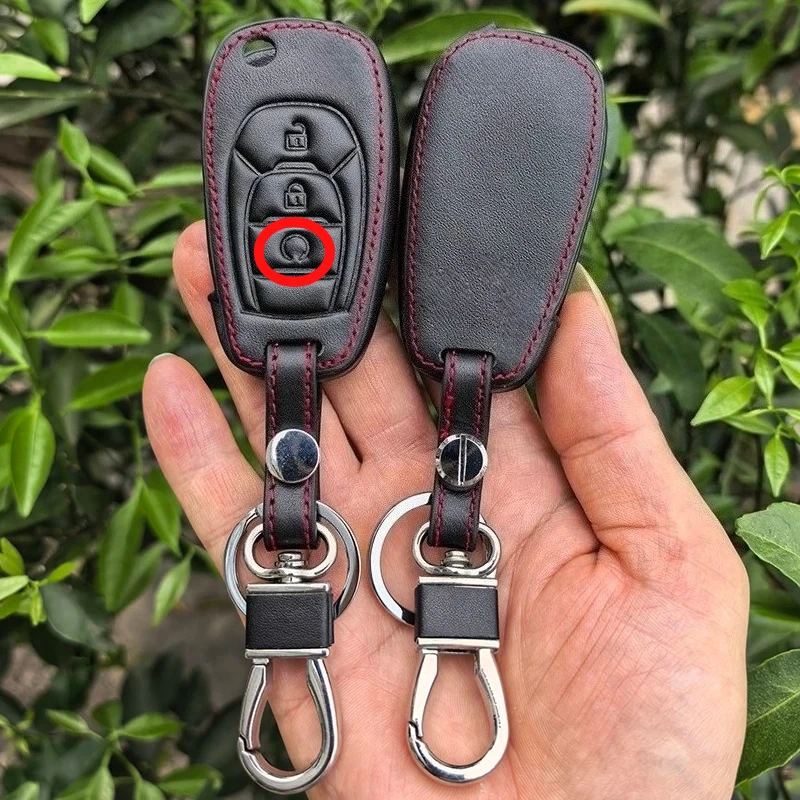 Leder-Autoschlüsselhülle für Chevrolet Cruze Trax LS Badge Spark Sonic Aveo Tracker Onix RS Trailblazer FOB Zubehör