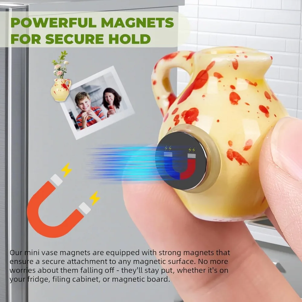

Mini Vase, Mini Ceramic Vase Bud Vases Magnets for Refrigerator Cute Tiny Fridge Flowers, Adorable Decor, No Flowers, Mini Vase