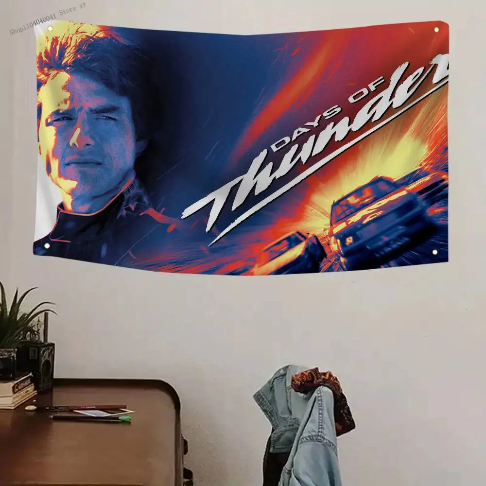 Days Of Thunder Flag Banners Four Hole Flag Polyester Outdoor Decor Room Aesthetic