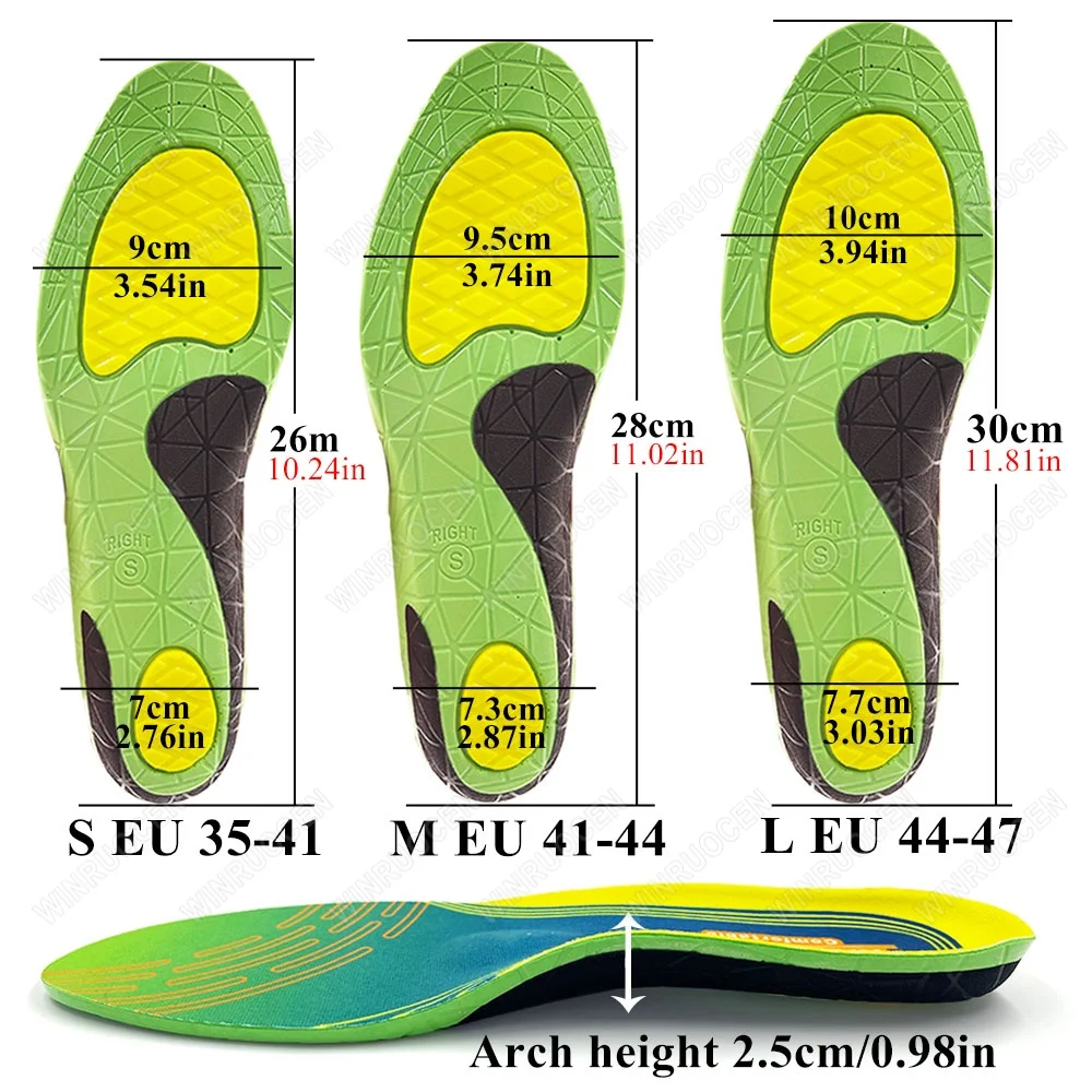 Orthopedic Sport Plantar Fasciitis Insole Unisex Sneaker FlatFeet High Arch Support Orthotic Insoles Shock-absorbing Insert Sole