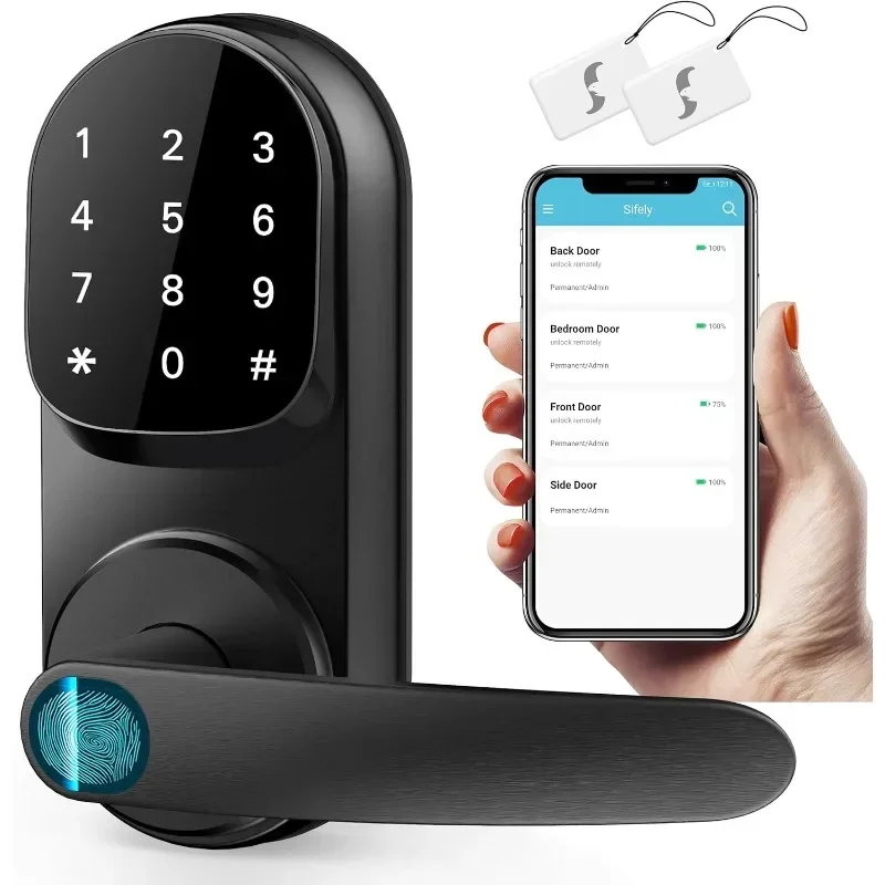 Sifely Smart Lock, Keyless Entry Door Lock, Smart Door Lock, Lock with Keypad, Smart Lock Front, Fingerprint Door Lock