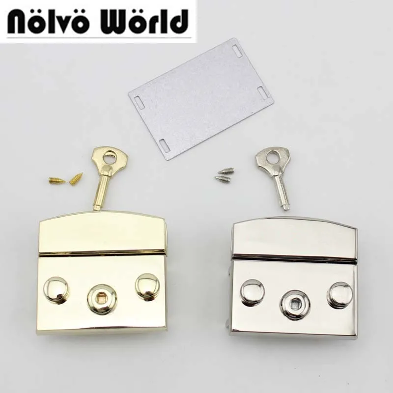 

20pcs Light gold,Silver Color 50X50mm handbags bags metal key lock replacement,Bags Handbags New Closured Pushed Snap Lock