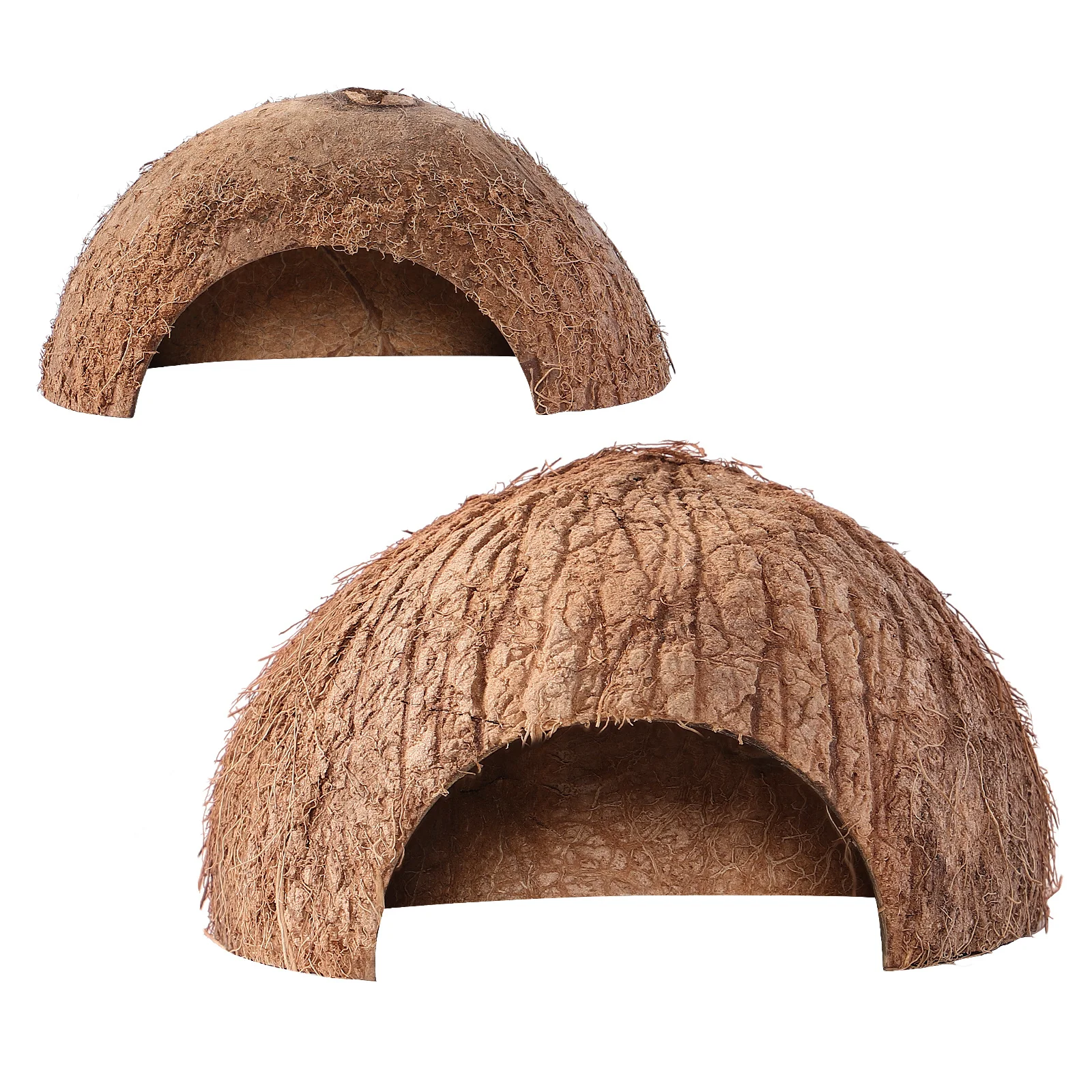 

2Pcs Coconut Shell Pet Hideouts Natural Reptile Caves for Small Lizards Hermit Crabs Snails Habitat Supplies