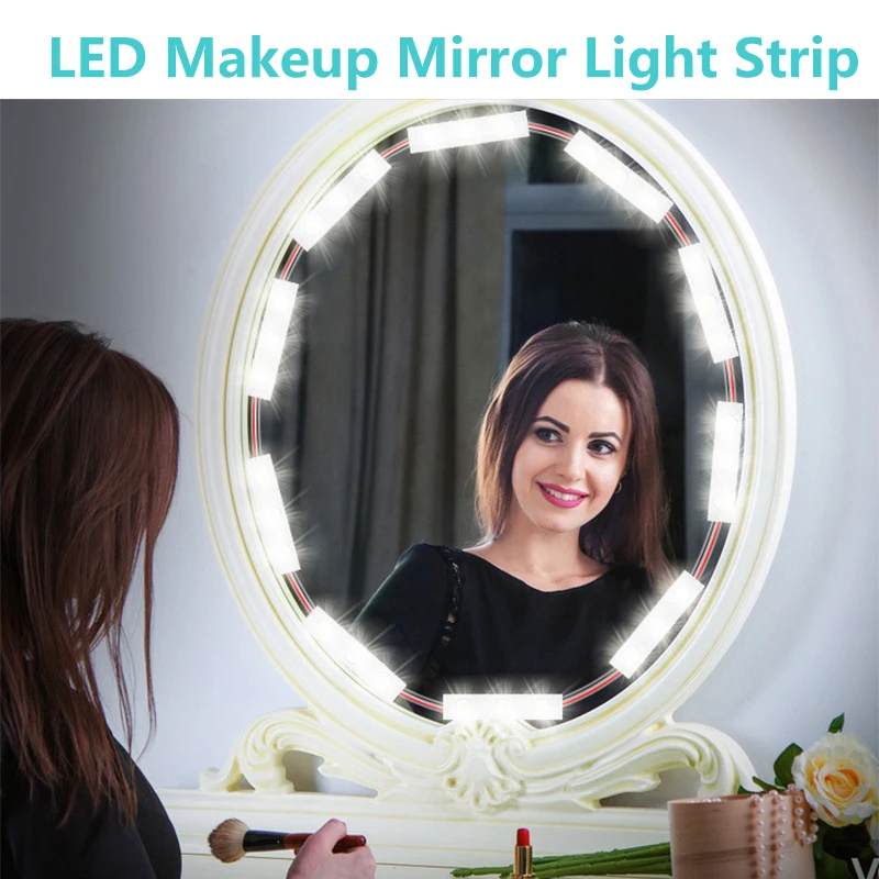 

LED Makeup Mirror Light Strip 12W EU US Plug Vanity Lamps Eye Protection Touch Switch for Atmosphere Cabinet Wardrobe Lighting