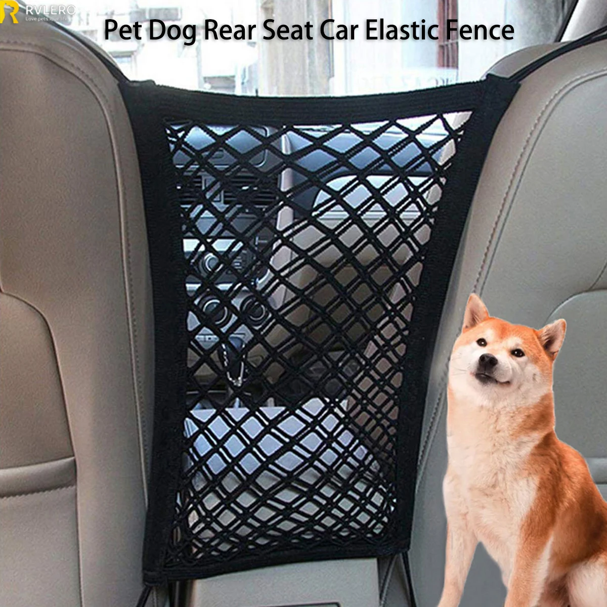 Pet Dog Rear Seat Car Fence Dog Isolation Protection Net Elastic Double Layer Storage Separation Net Pet Safety Rail Pet Suppliy