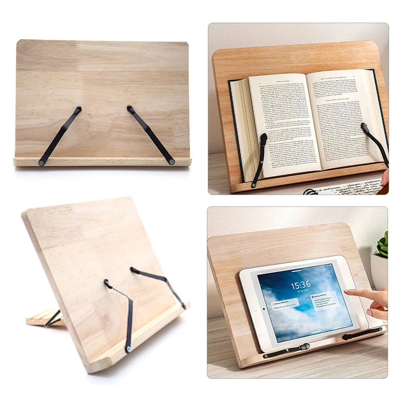 Soporte plegable de madera ajustable para lectura, soporte para tableta, soporte para libros, organizador de escritorio para sala de estudio en casa, 1 unidad