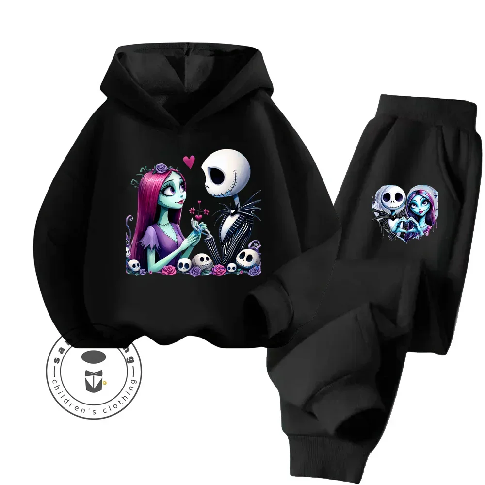 The Nightmare Before Christmas Long Sleeve Fashion Tops Suitable for Kids Soft Touch Elegant Design Fall Winter Hoodie Set