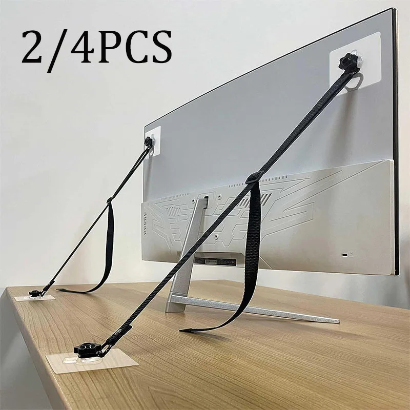 

2/4PCS Adjustable TV Safety Straps No-Drill Adhesive Anti-Tip Furniture Anchors Kit For Baby Proofing, Flat Screens Fix To Wall