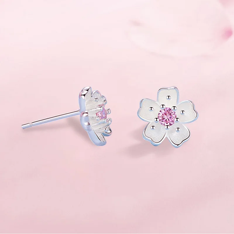 Luxury Brand Trend Designer New Cheery Flower Stud Earrings Korean Female Women's Small Earrings Wedding Jewelry