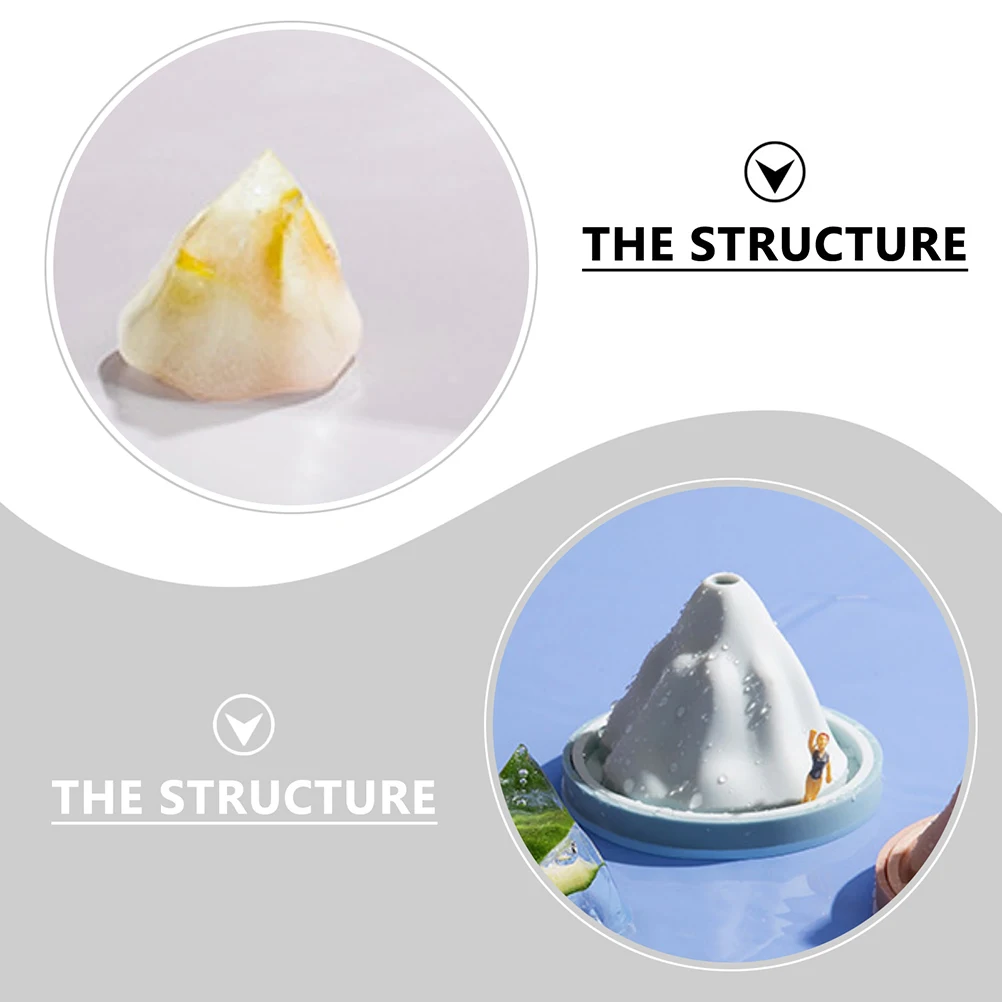 

1Set Silicone Ice Cube Tray Snow Mountain Shape Food Grade Silica Gel Non Deform Funnel Fill Kitchen Ice Mold for Drinks