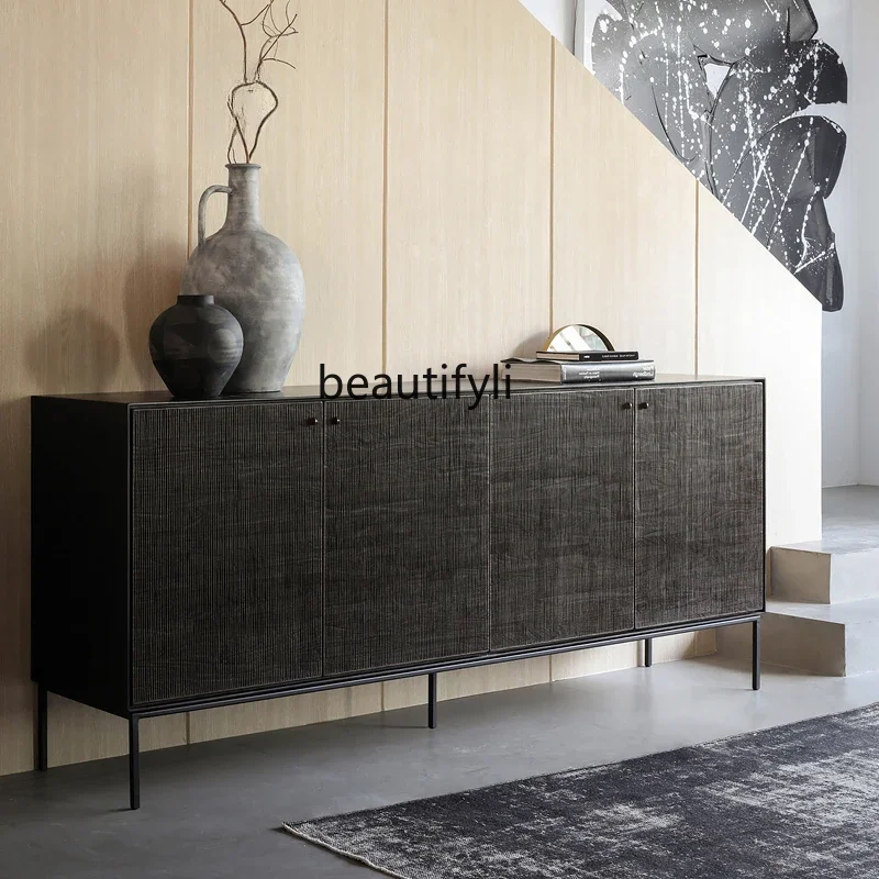 

Nordic Minimalist Sideboard Cabinet Modern Carved Solid Wood Furniture Vintage Cabinet Light Luxury Furniture Entrance Cabinet