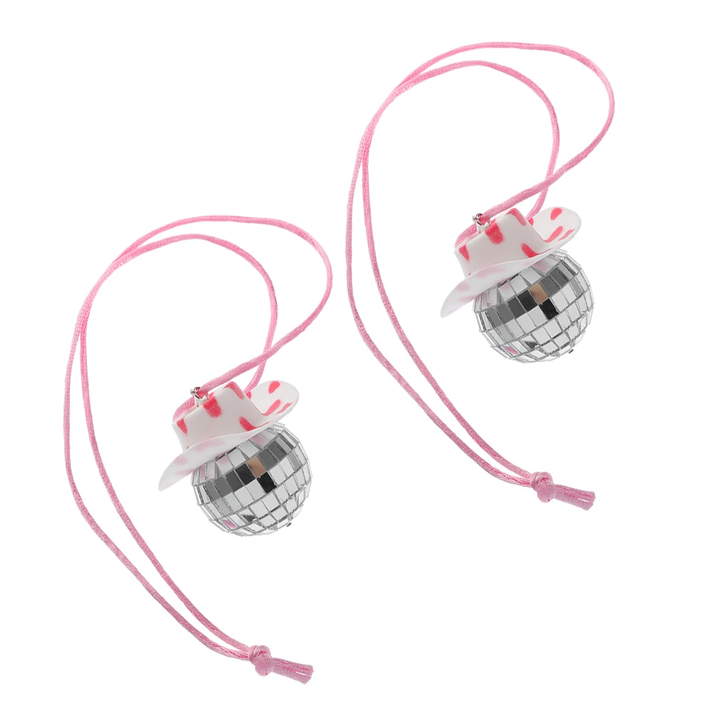 

2PCS Mirror Ball Pendant Car naments for Rear View Hanging Bling Decor Disco Ball Necklace Glass Accessories Car Interior Charm