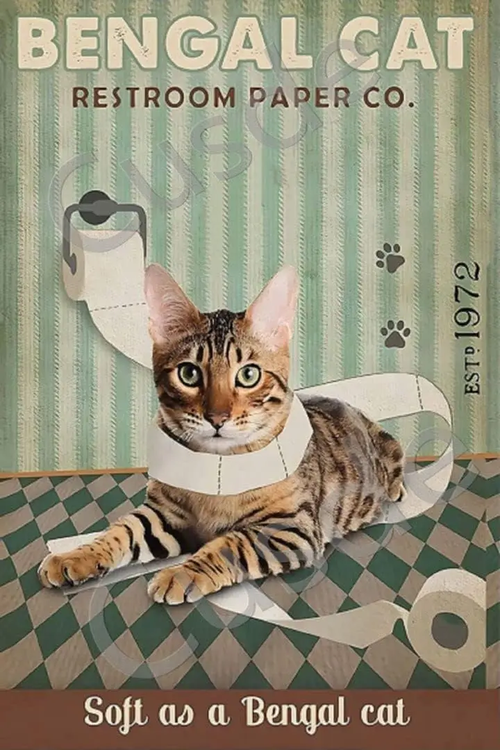 Cusde Funny Metal Tin Sign Soft As A Bengal Cat Bathroom Wall Decor Vintage Decor Restroom Wall Art Poster for Unique Garage Hom