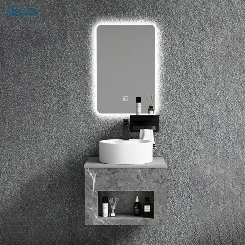 Penjualan langsung pabrik Set kabinet wastafel kamar mandi Vanity Modern baja tahan karat