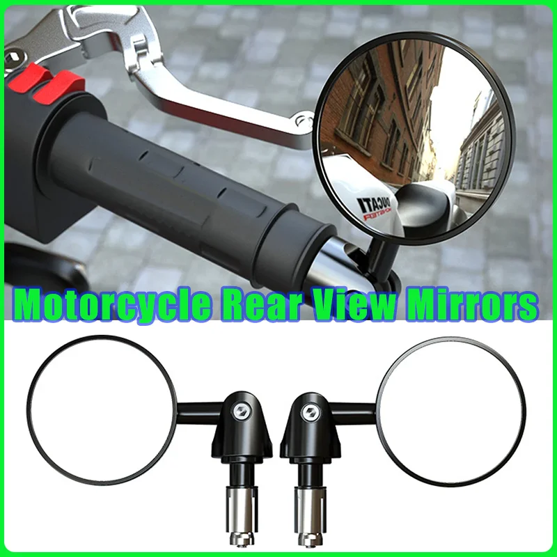 

Universal Motorcycle Rearview Handle Bar End Mirrors Moto Accessories 16mm Motorbike Handlebar Round 7/8" Handle Bar 1Pair
