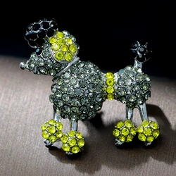 CINDY XIANG Rhinestone Poodle Brooch Small Cute Animal Pin Fashion Jewelry 2 Colors Available