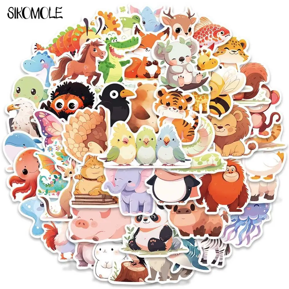 10/30/50PCS Cartoon Children Animals Illustration Stickers Kawaii DIY Travel Luggage Guitar Fridge Laptop Graffiti Sticker Kids