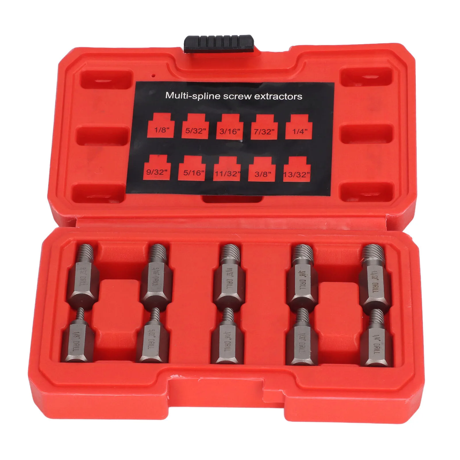 10PCS Damaged Screw Extractor Drill Bit Set Hex Head Multi Spline Broken Screws Bolts Removal Tool Left Spiral