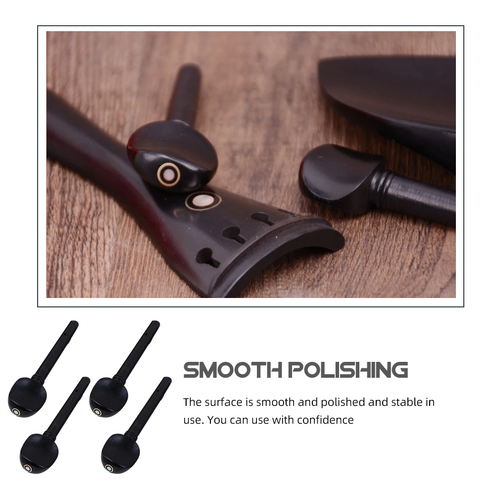 

4 Pcs Ebony Tuning Pegs Violin Replacement Accessories Fish Eye Inlay Smooth Wood String Instrument Parts for Violin