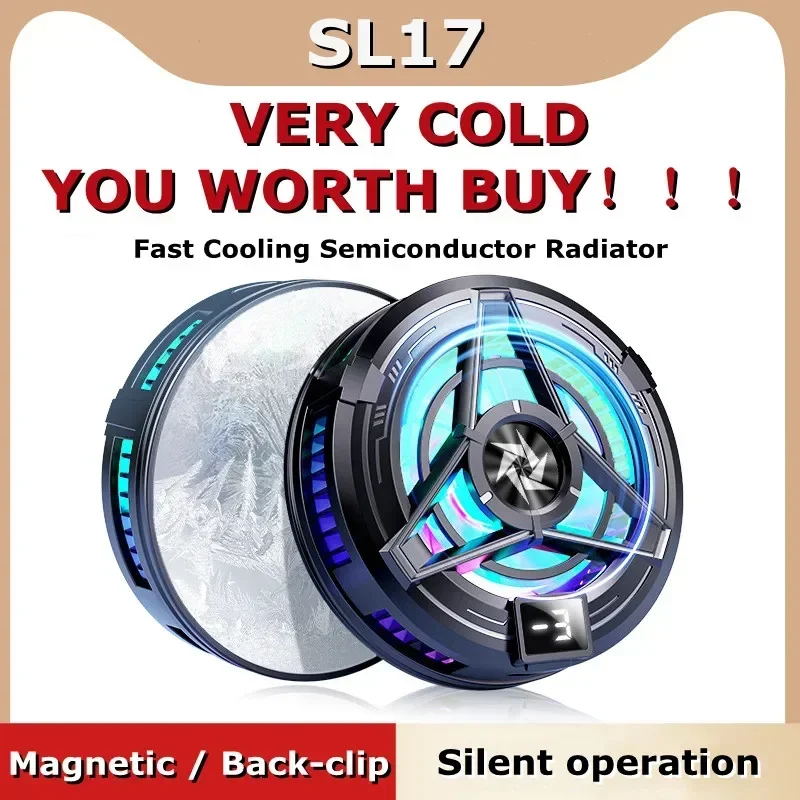 

2024 NEW Magnetic/ Back-clip Mobile Phone Semiconductor Cooling Radiator PUBG Game Cooler SL17 for IPhone Android Cool Heat Sink