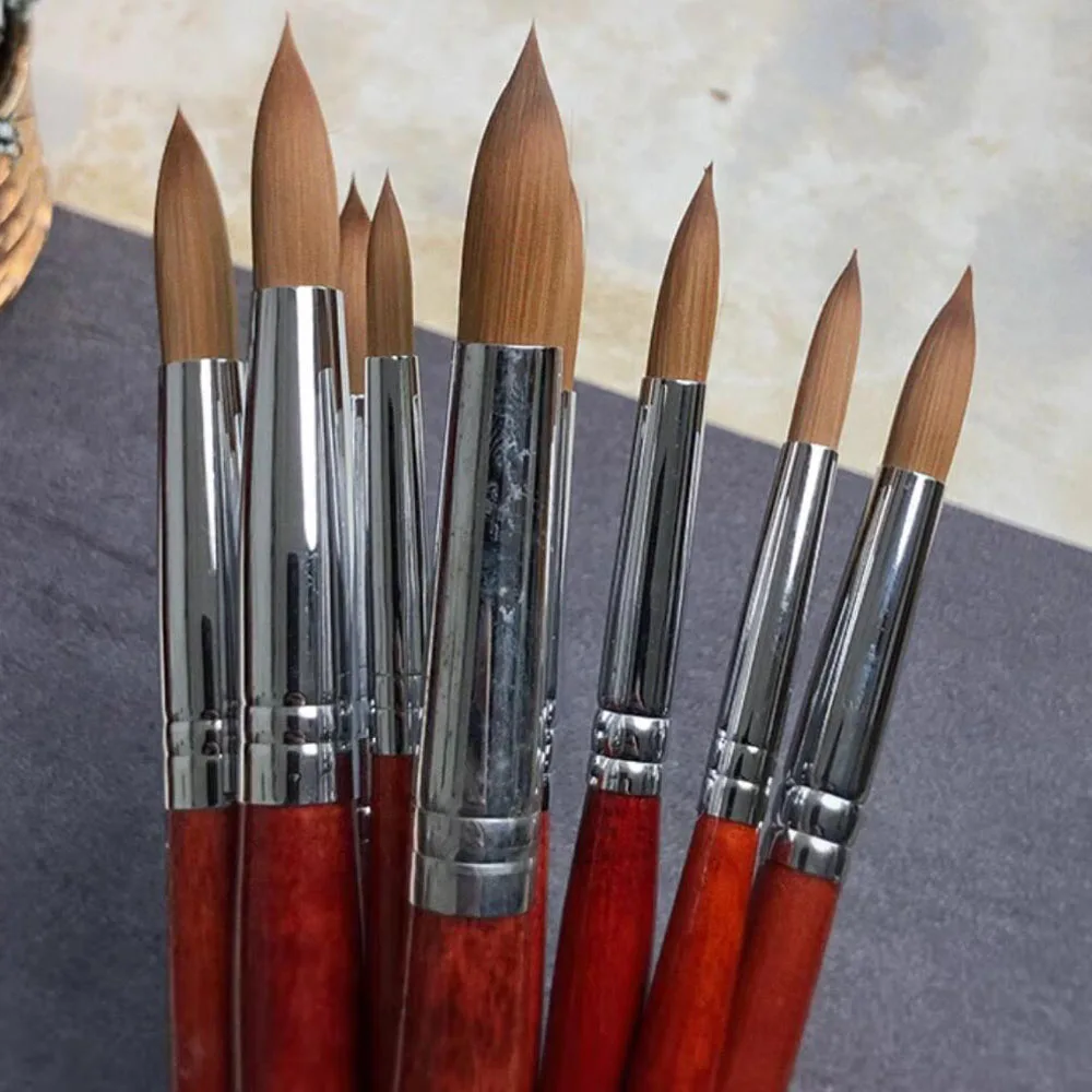 1/6 Stuks Acryl Poeder Toepassing Nagelborstels Houten Handvat Gel Nagellak Carving Pen Nail Art Extension & Carving gereedschap