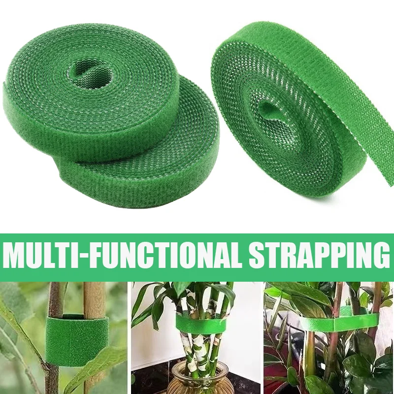 Self Adhesive Plant Nylon Cable Tie Adjustable Green Garden Twine Plant Ties Reusable Fastener Tape Strips Support Bandage 2M