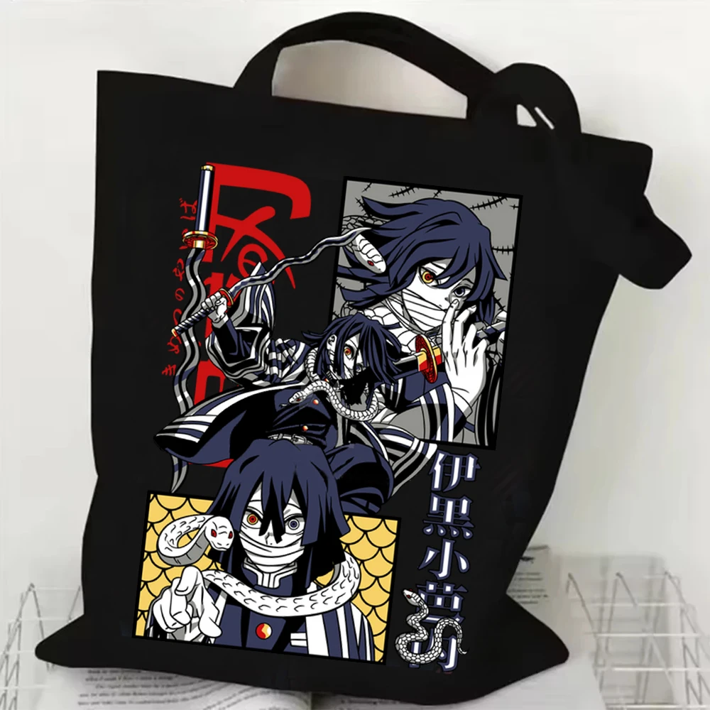 

Hot Anime Demon Slayer Iguro Obanai Canvas Bag Shopping Tote Bag Shopper Bag for Fans Gift