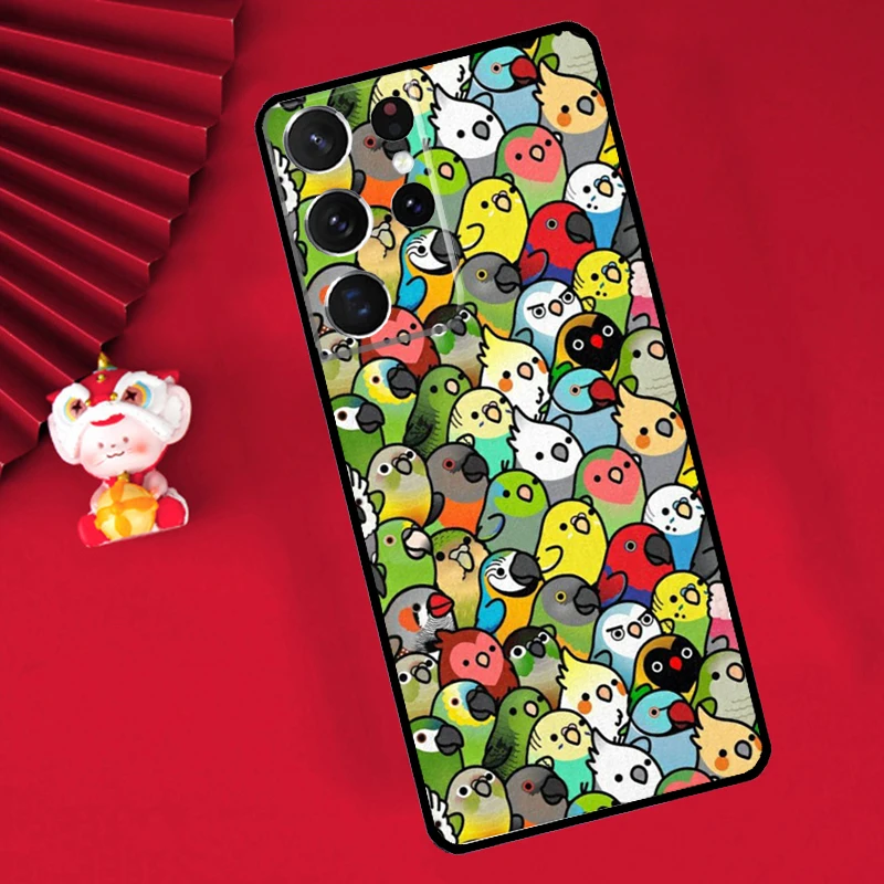 Cartoon Cockatiel Collage Funda For Samsung Galaxy S24 S23 S22 Ultra Plus S20 S21 FE S8 S9 S10 Note 10 20 Ultra Case