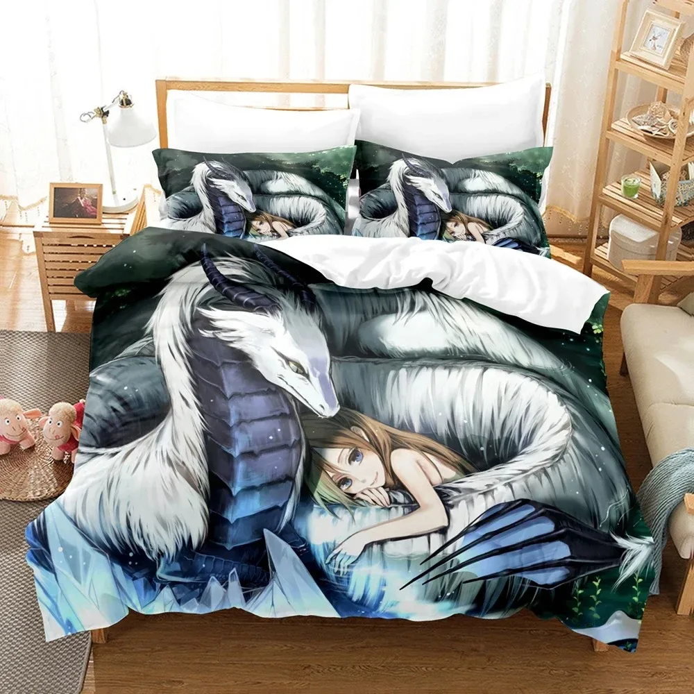 3D printed Fantasy witch dragon Alien world Bedding Set Down Quilt Cover with Pillowcase Double Complete Queen King Bedding 014