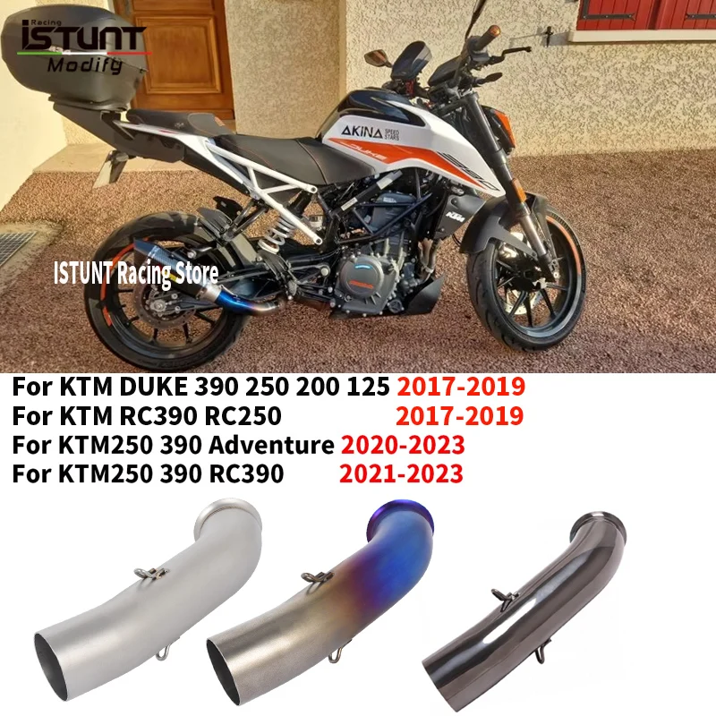 Motorcycle Exhaust Espace Moto Stainless steel Tube Mid Link Pipe Slip On For KTM DUKE 125 250 390 ADV Adventure 2017 - 2023