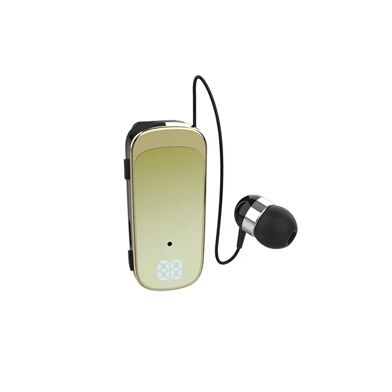 Trouvaille K65 Headphones in Lotus Gold Wireless Bluetooth Headset K55 LED Power Display Ears with Wire Vibrate Clip-on Driving