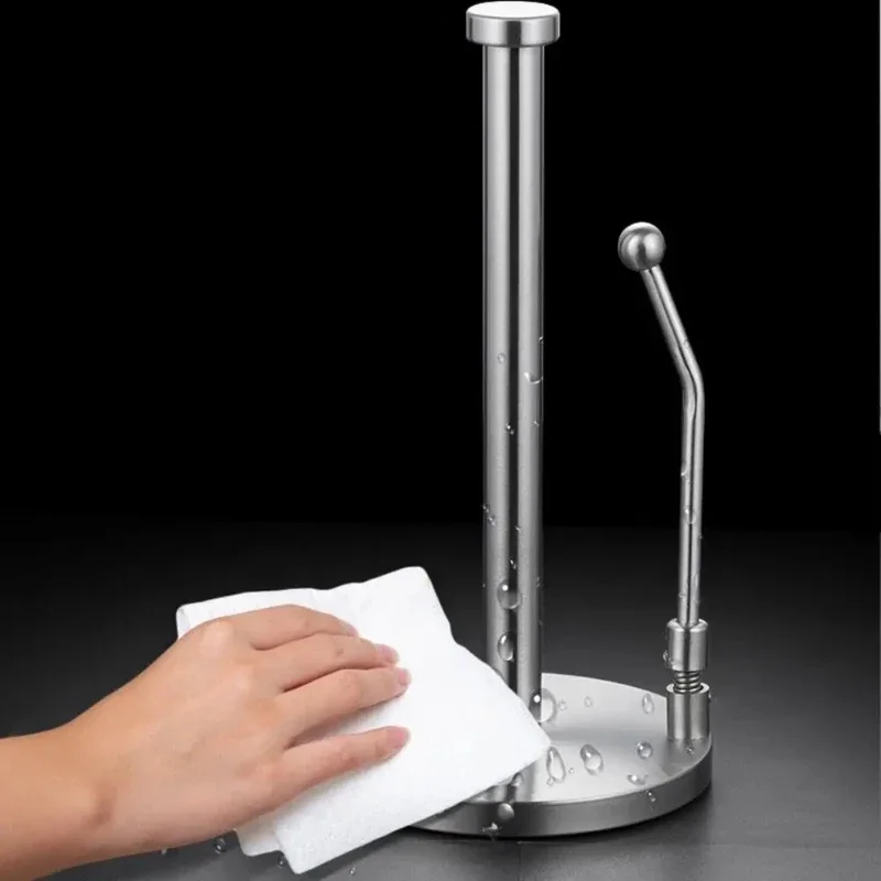 

A Top Quality Practical Stainless Steel Paper Holder Vertical Weighted Base Paper Roll Stand Simply Tear Non-slip Freshness Film