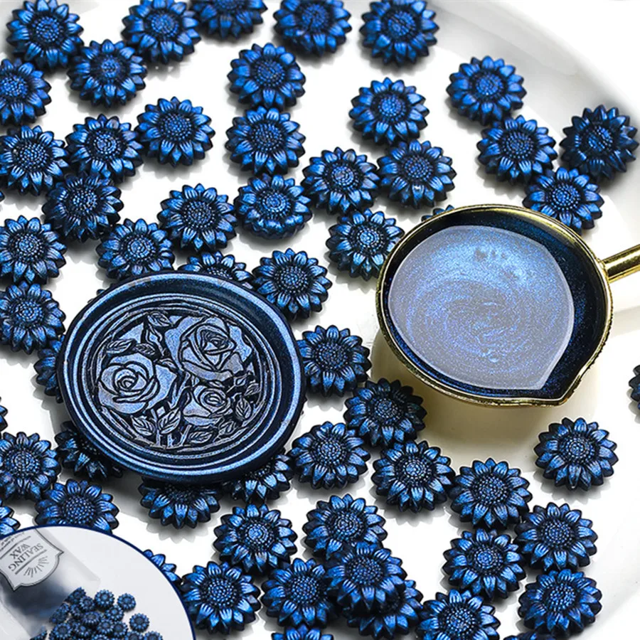 100pcs Sunflower Sealing Wax Aurora Color Wax Beads DIY Envelope Letter Wedding Invitation Scrapbooking Flashing Sealing Stamp