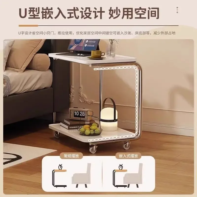 Side table coffee table mobile pulley mini tea table with wheel
