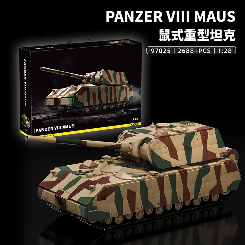 

2688pcs WWII Super Heavy Panzer VIII Maus Tank Building Blocks Kit MOC German Army Armored vehicle Bricks Model,Collector's Gift