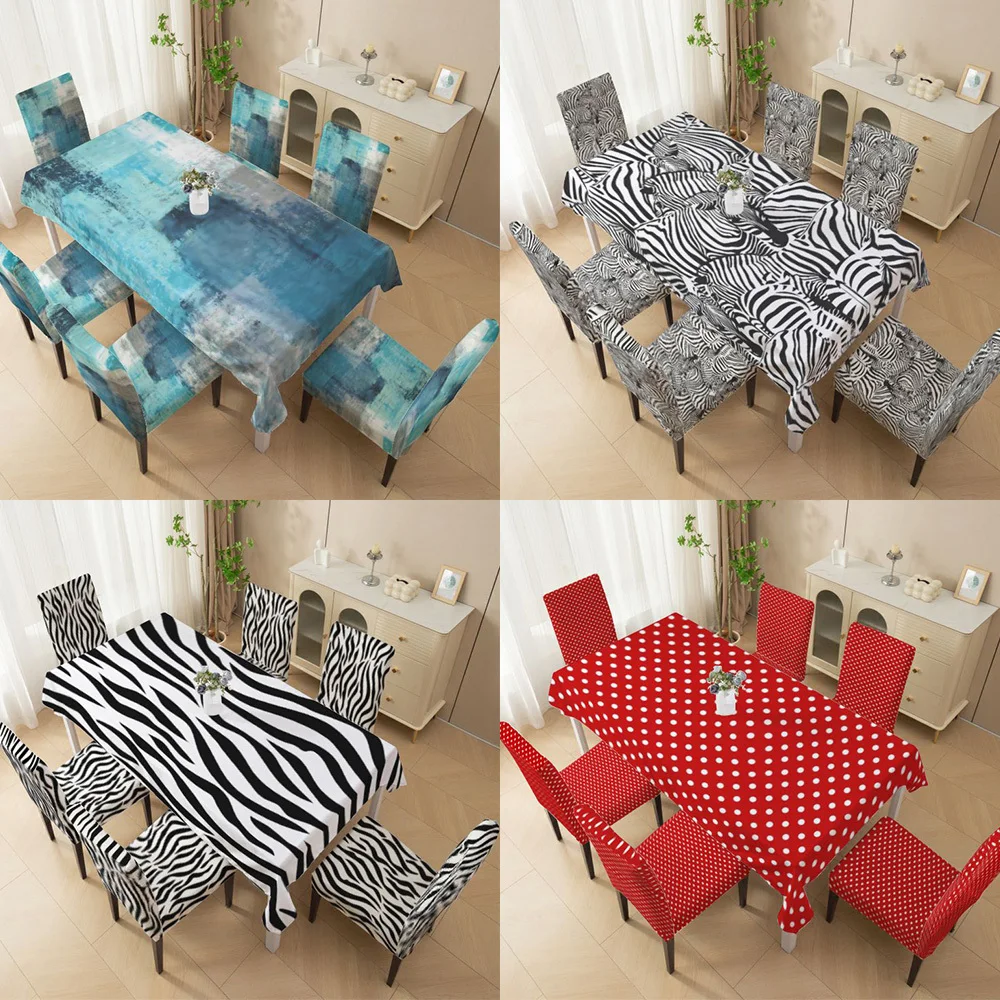 Elastic dining chair cover, zebra pattern polka dot pattern, machine washable all-inclusive chair cover, bow chair cover