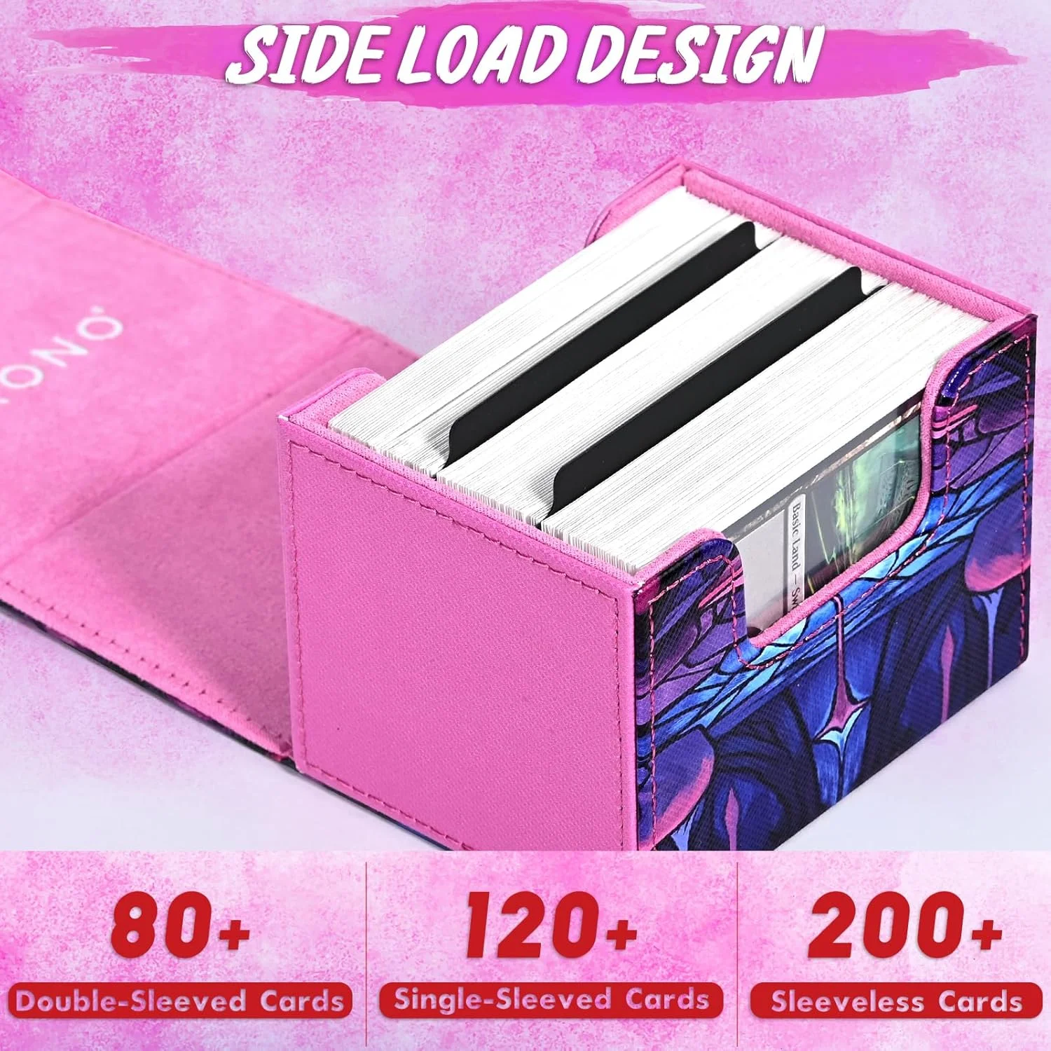 Deckbox für TCG-Karten, Sammelkarten-Aufbewahrungsbox für mehr als 120 Karten mit Ärmeln, PU-Leder-Kartenbox, passend für CCG-Zauberkarten – Detail 4
