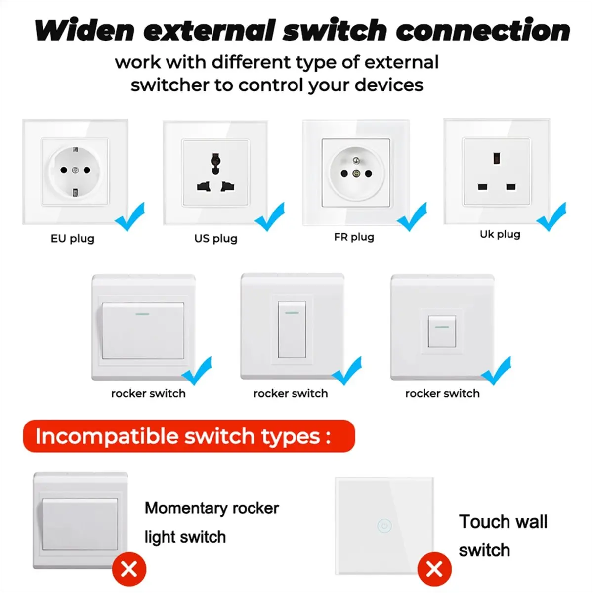AT42 RF433 WiFi Smart Switch Tuya 16A Light Switch MiniHome Breaker Relay with Power Monitor Smart Life APP Voice for ,A - view 6