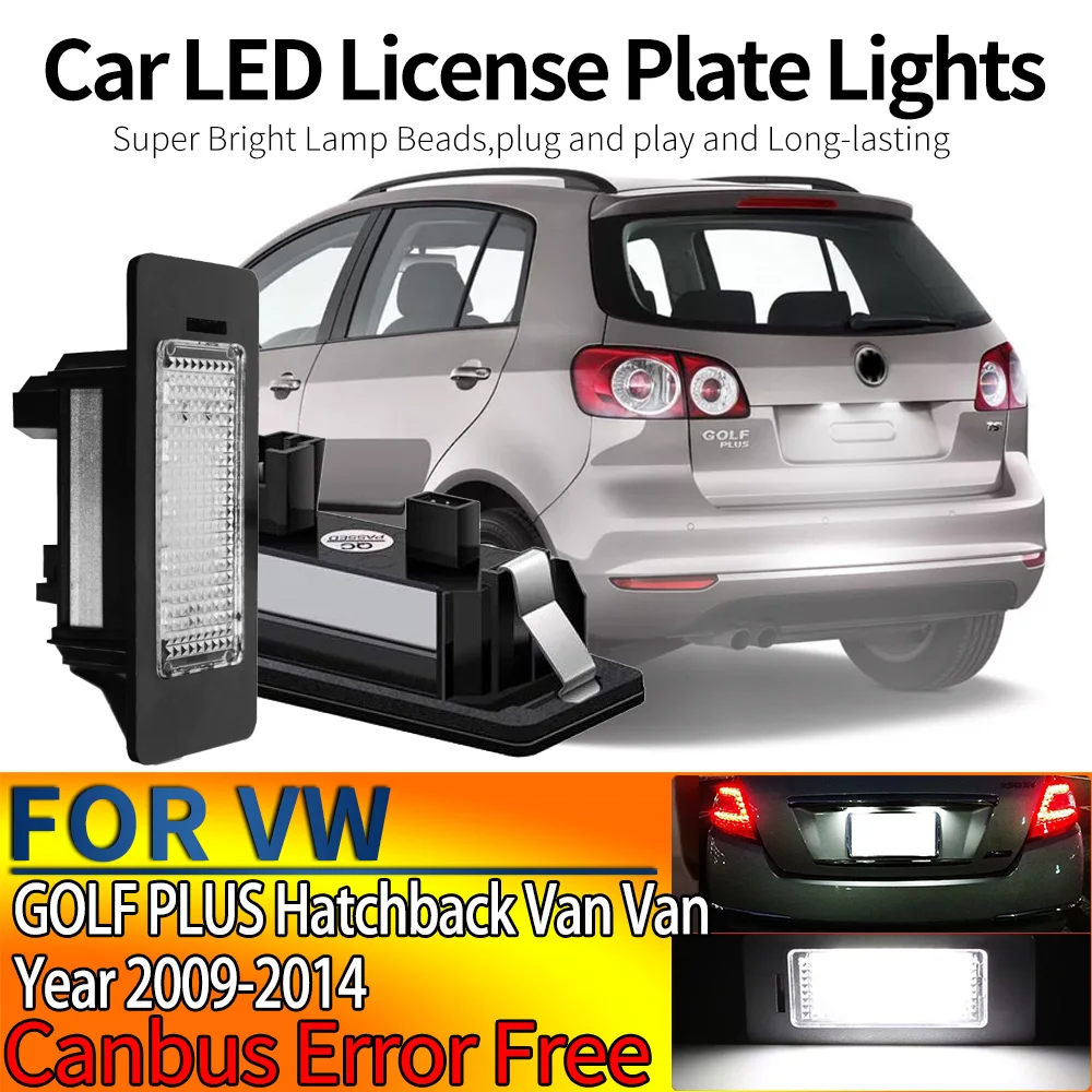 2Pcs For VW GOLF PLUS Hatchback Van Van, 521 (year 2009-2014) Hatchback Van Canbus Car LED License Number Plate Light Lamp