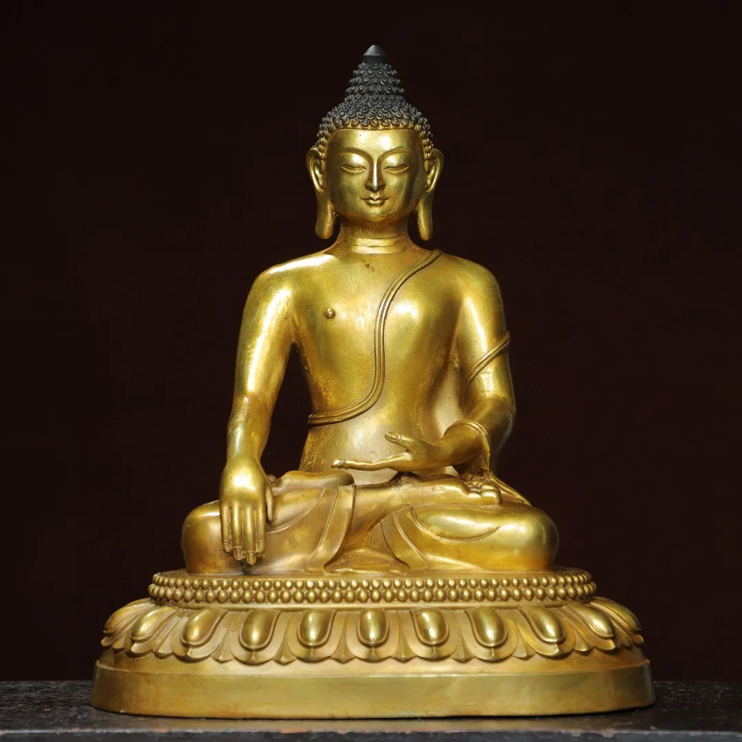 

Tibetan Brass Gilt Sakyamuni Amitabha Buddha Dahri Rulai Home Buddhist Hall Ornament Supplies Chinese 33cm