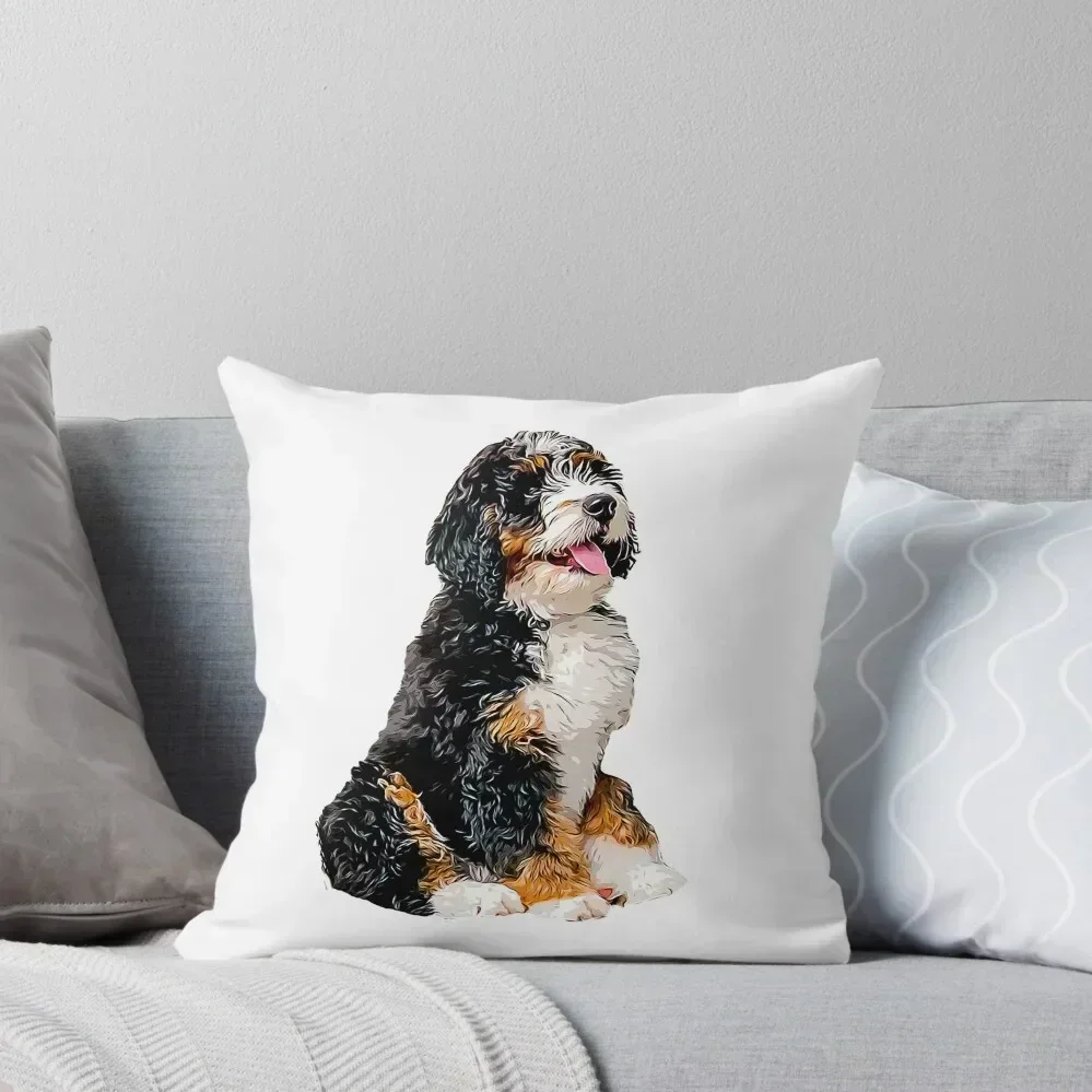 

Bernedoodle Cute Puppy Dog Throw Pillow Cushion Cover Luxury Pillows Aesthetic pillow