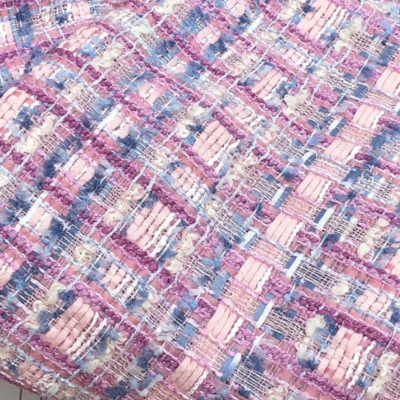 

Светло-фиолетовый цвет, полосатая лента, жаккардовая твидовая ткань, окрашенная в пряже для женщин, осеннее пальто, платье, куртка, ткань «сделай сам», швейный материал