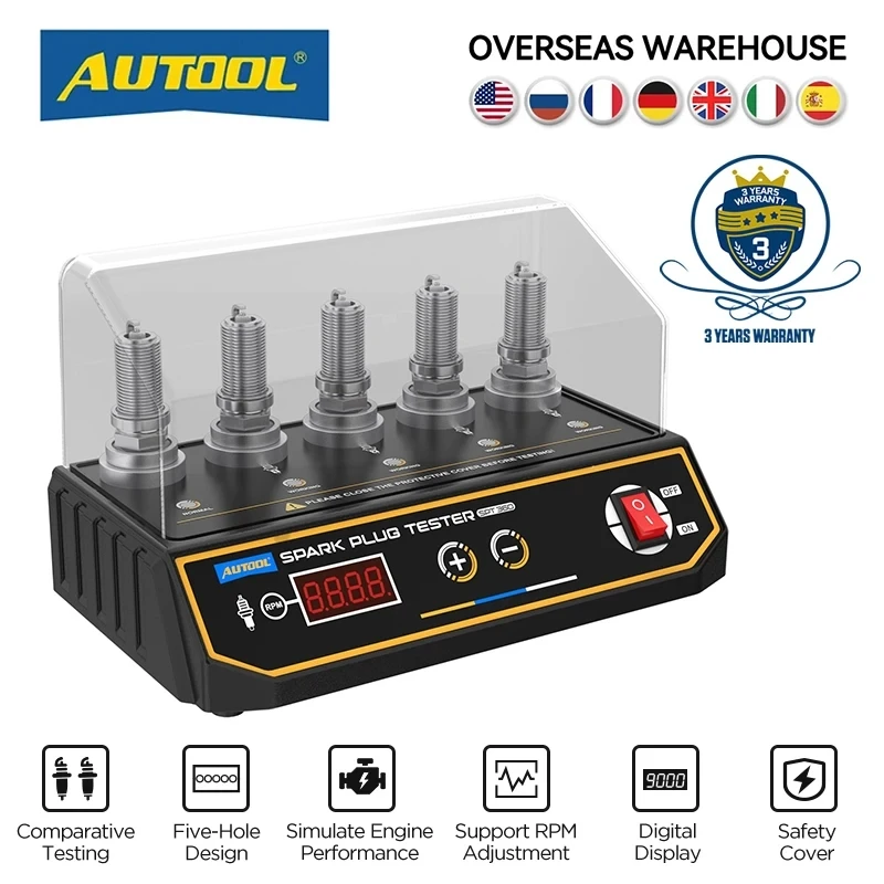 Original AUTOOL Car Spark Plug Tester Ignition Testers 220V 110V Automotive Diagnostic Tool 2~5 Hole Spark Plug Analyzer