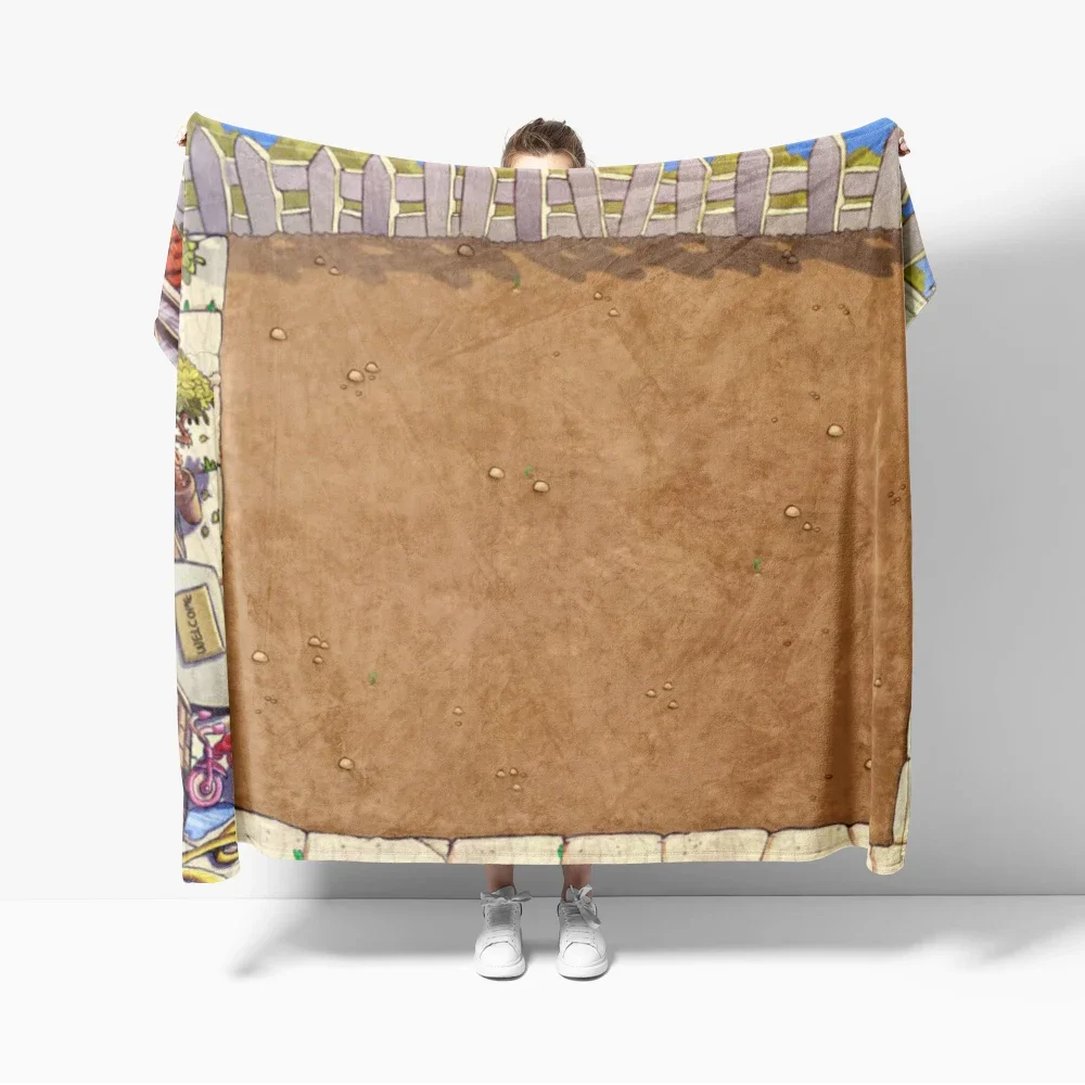 Flannel Blanket Game P-Plants-vs-Zombie Decor Throw Blanket Map Nostalgia Creativity Cozy Lightweight For Couch Sofa Bed Hostel