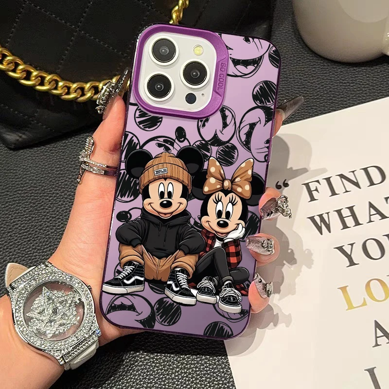 Fashion Disney Mickey Minnie Case For Xiaomi Redmi Note 11 12 13 14 Pro Plus 15C 14C 13C 12 12C A5 A3 Electroplated Hard Cover