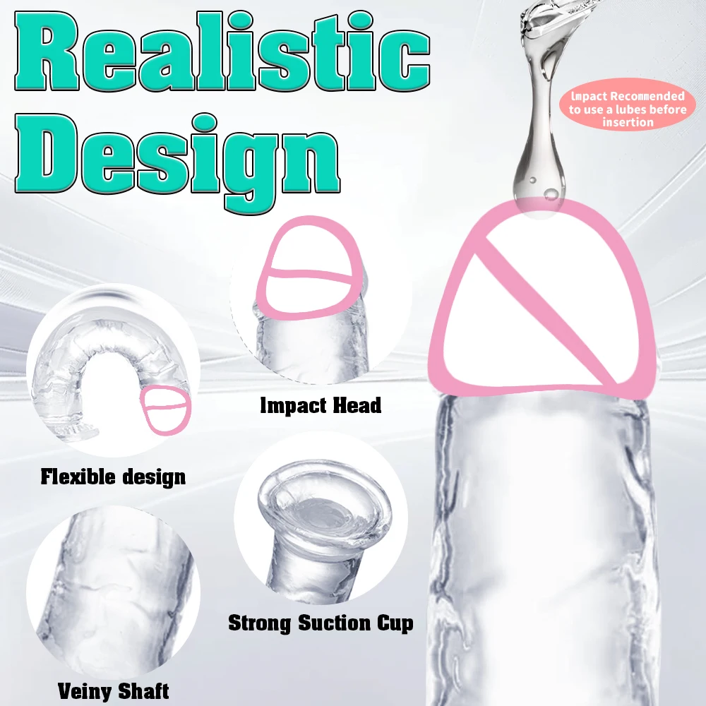 Transparent Big Dick 6 Sizes Realistic Jelly Dildo Soft Vaginal Masturbators Women Gay Penis Anal Sex Toys Suction Cup view 4